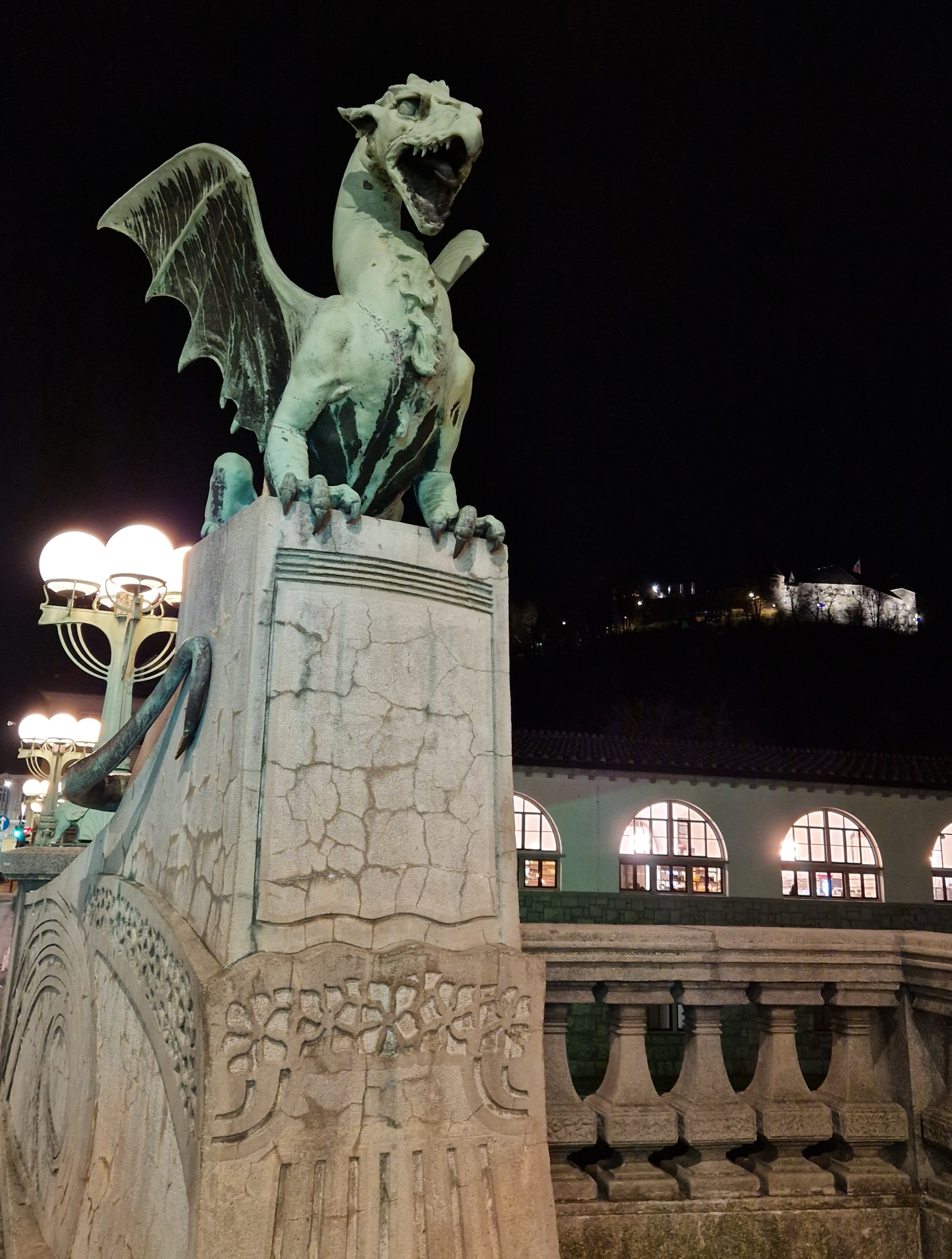 Picture of a dragon statue in Ljubljana, Slovenia
