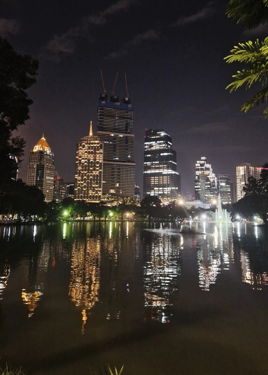 Picture of Lumphini park in Thailand at night